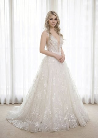 006-Soft-A-Line_Plunging-V-Neck_Sleeveless_All-Over-Glitter-Vine-Lace-asian-bridal-hire