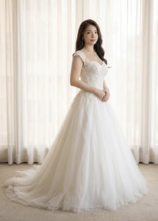 007-Soft-A-Line_Wide-Strap_Sweetheart-Neckline_Structured-Lace-Bodice_Simple-Tulle-asian-bridal-hire