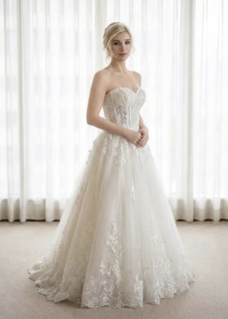 010-Soft-A-Line_Strapless_Sweetheart_Exposed-Corset_Floral-Applique-asian-bridal-hire