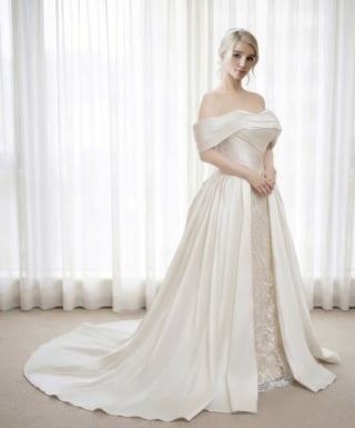 011-Dramatic-A-Line_Off-Shoulder_Satin_Lace-Side-Insert-asian-bridal-hire