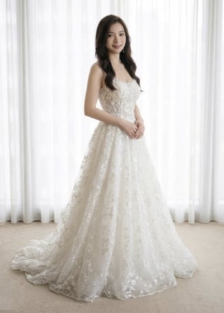 015-Soft-A-Line_Spaghetti-Strap_Scoop-Neck_All-Over-Shimmer-Lace-asian-bridal-hire