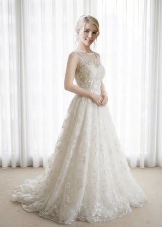 015-Soft-A-Line_Spaghetti-Strap_Scoop-Neck_All-Over-Shimmer-Lace-asian-bridal-hire