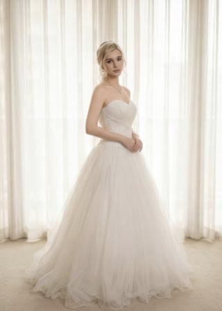 020-Dramatic-A-Line_Strapless_Ruched-Bodice_Glitter-Tulle-asian-bridal-hire