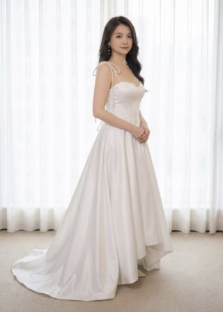 056-Soft-A-Line_Pearl-Bow-Straps_Satin_High-Low-Hem-asian-bridal-hire