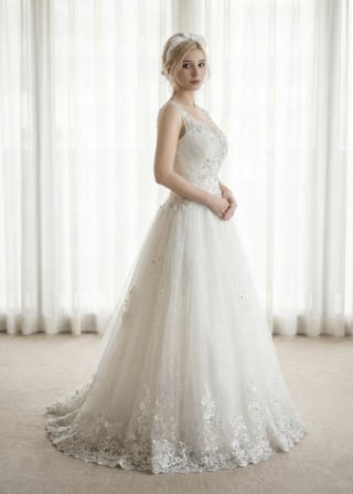 056-Soft-A-Line_Pearl-Bow-Straps_Satin_High-Low-Hem-asian-bridal-hire