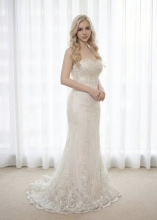 079-Sheath_Strapless_Ruched-Bodice_Beaded-Neckline_Minimalist-Skirt-asian-bridal-hire