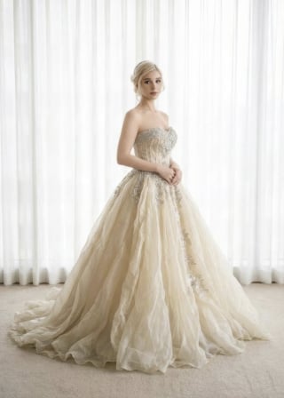 064-Dramatic-A-Line_Strapless_Straight-Neckline_Floral-Embroidery_Tulle-asian-bridal-hire