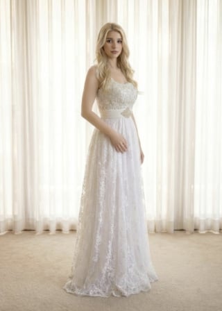 105-Slim-A-Line_One-Shoulder_Grecian-Drape_Crystal-Waist-Applique-asian-bridal-hire