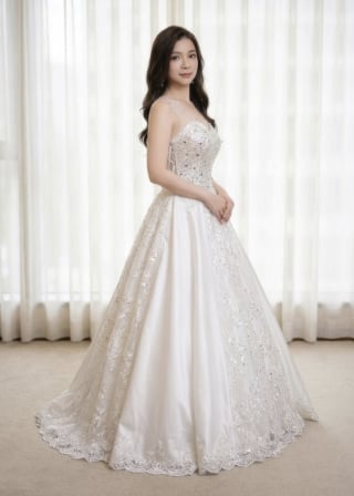 114-Dramatic-A-Line_Sheer-Strap_Heavy-Silver-Sequins_Glitter-Skirt-asian-bridal-hire