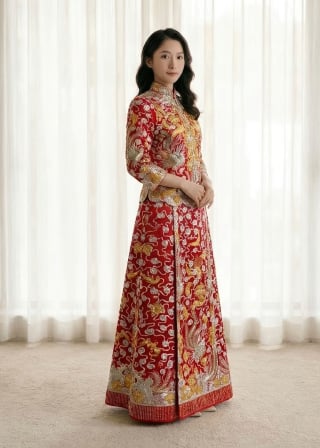 019-Soft-A-Line_Cap-Sleeve_Illusion-Sweetheart_Beaded-Belt_Lace-Applique-asian-bridal-hire