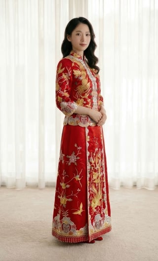 027-Soft-A-Line_Wide-Strap_3D-Floral-Applique_Lace-Hem-asian-bridal-hire